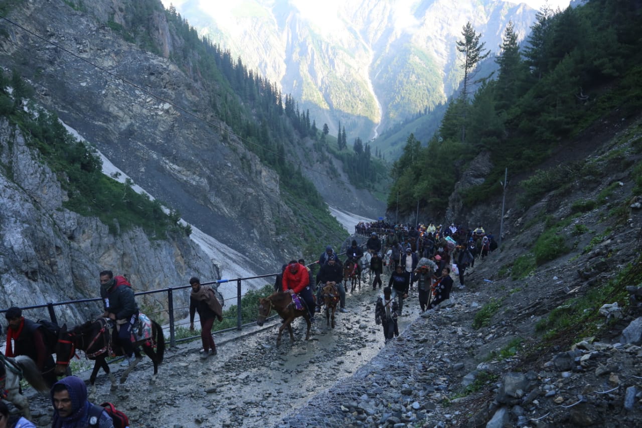 Amarnath Yatra Begins, Pilgrims Trek to Holy Cave